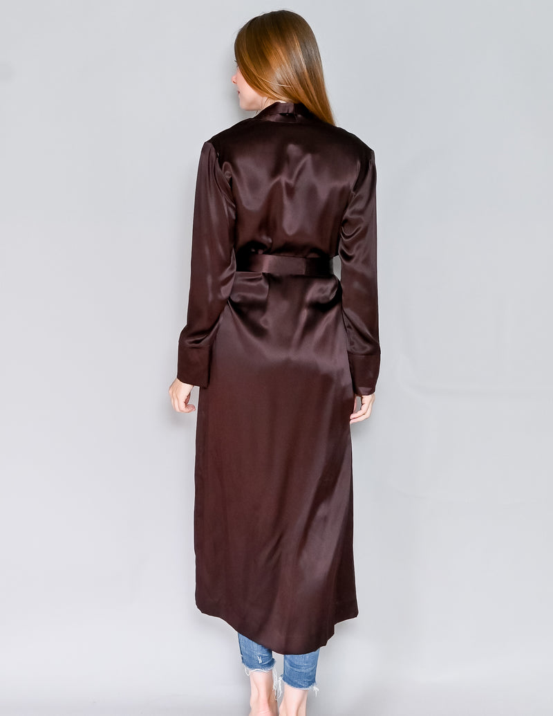 AMANDA UPRICHARD Pascal Silk Duster in Cocoa (S)