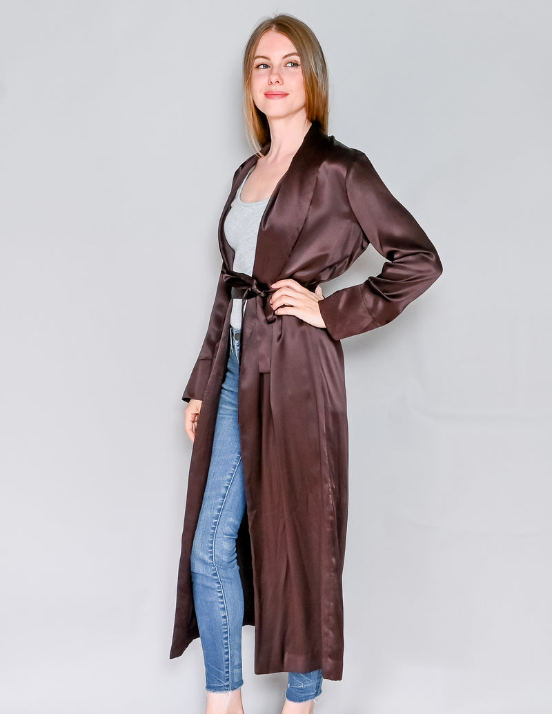AMANDA UPRICHARD Pascal Silk Duster in Cocoa (S)