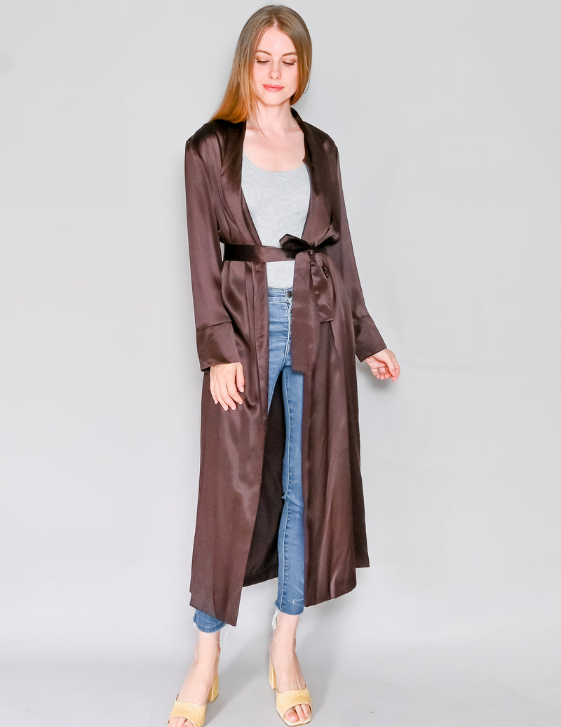 AMANDA UPRICHARD Pascal Silk Duster in Cocoa (S)