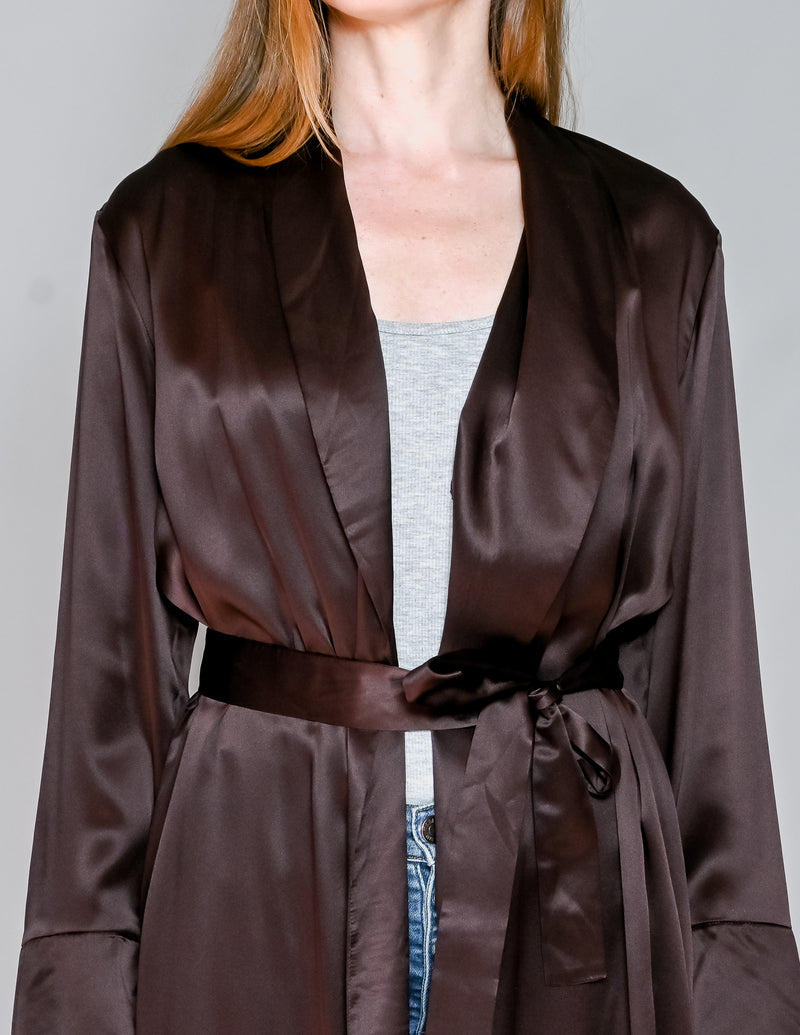AMANDA UPRICHARD Pascal Silk Duster in Cocoa (S)
