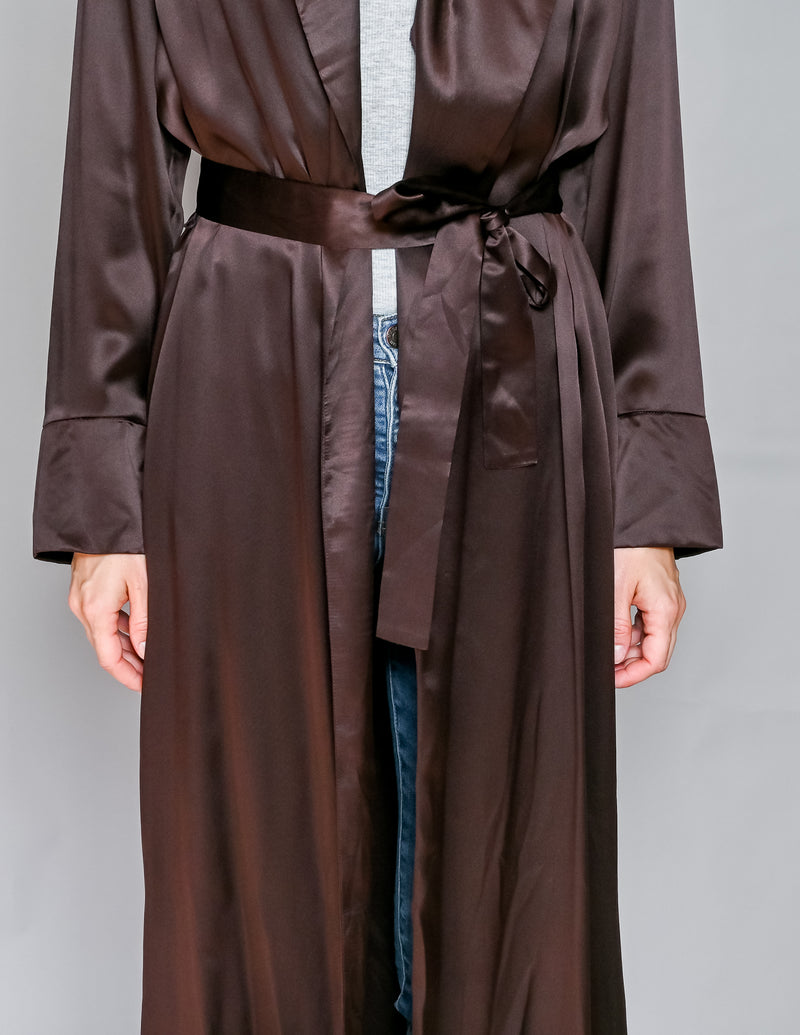 AMANDA UPRICHARD Pascal Silk Duster in Cocoa (S)