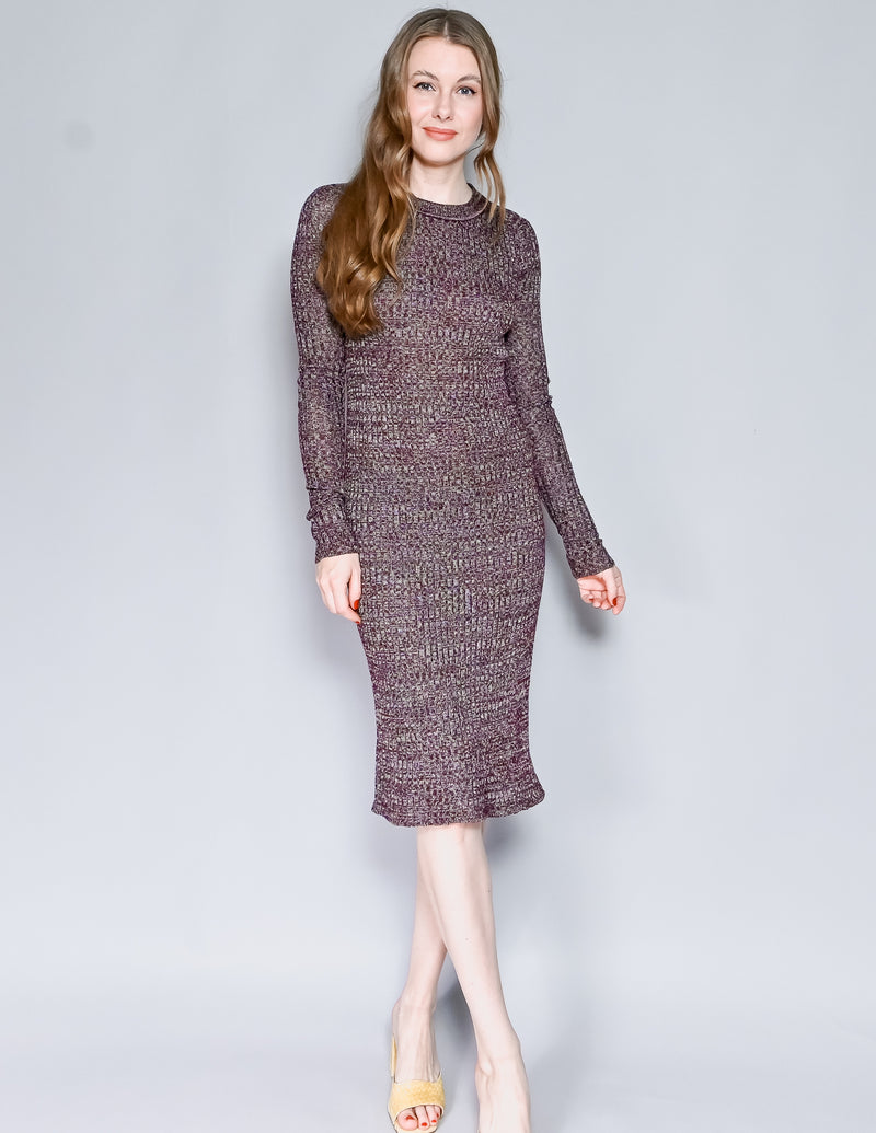 ISABEL MARANT Dakota Mélange Knit Dress In Burgundy (38/M)