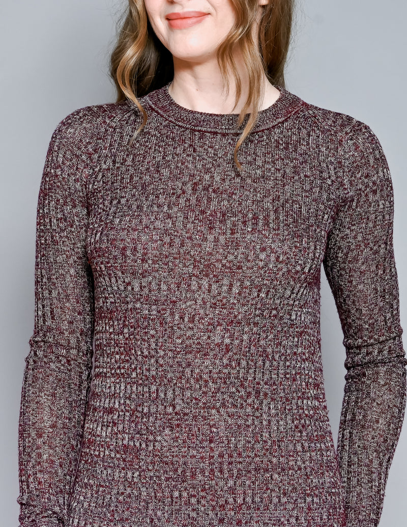 ISABEL MARANT Dakota Mélange Knit Dress In Burgundy (38/M)