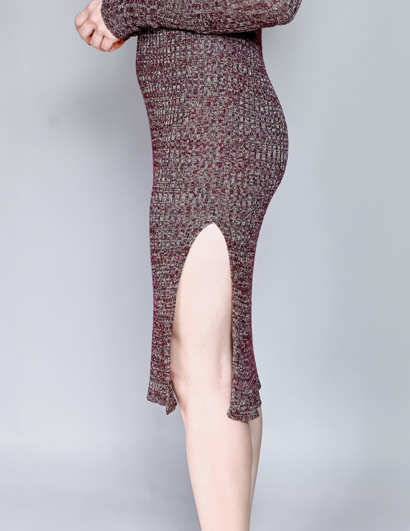 ISABEL MARANT Dakota Mélange Knit Dress In Burgundy (38/M)