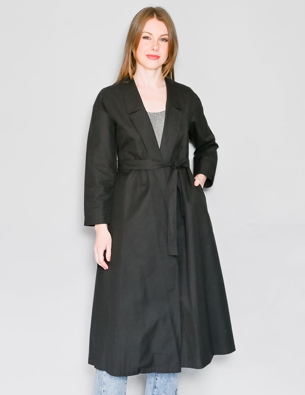 SHUTTLE NOTES Japanese Textile Black Trench Coat (S)