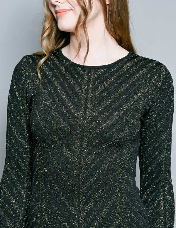 TORN by RONNY KOBO Danni Black & Gold Mini Dress (S)