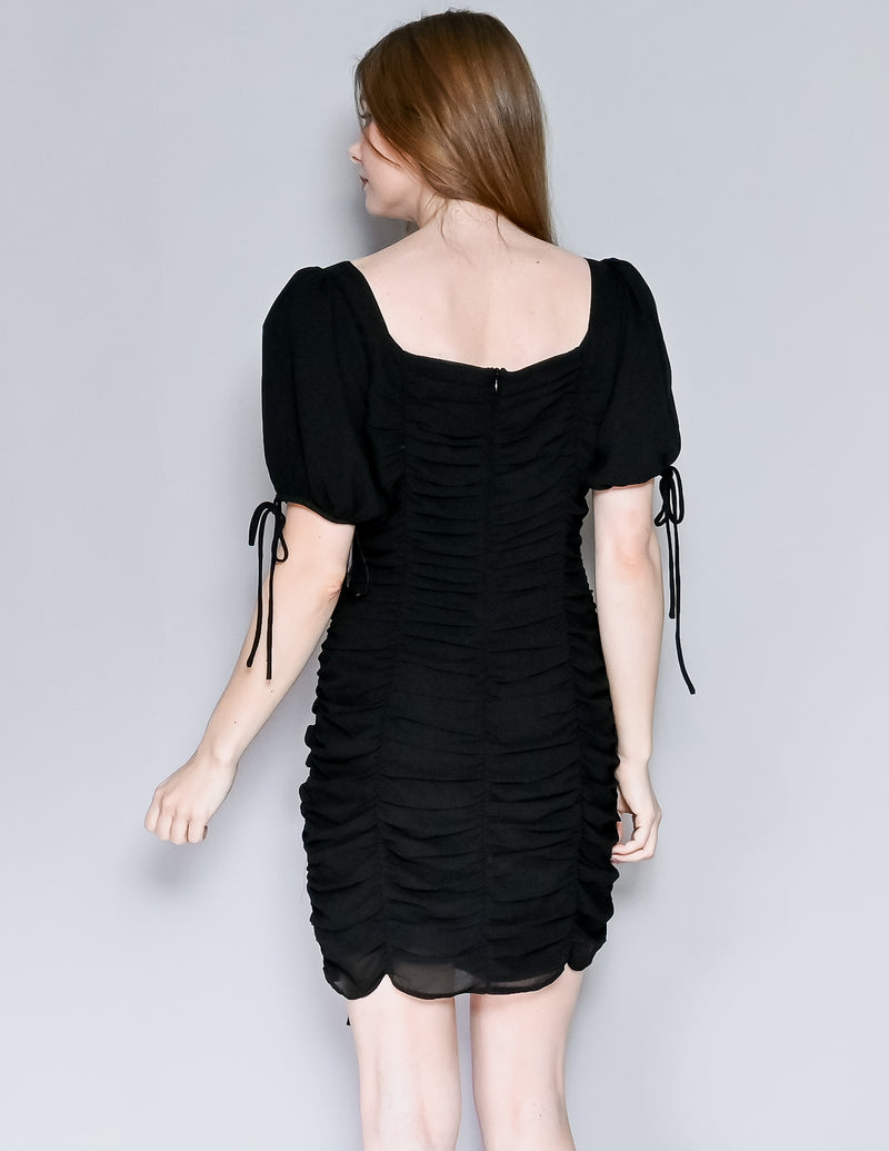 MAJORELLE Black Gerald Ruched Mini Dress (M)