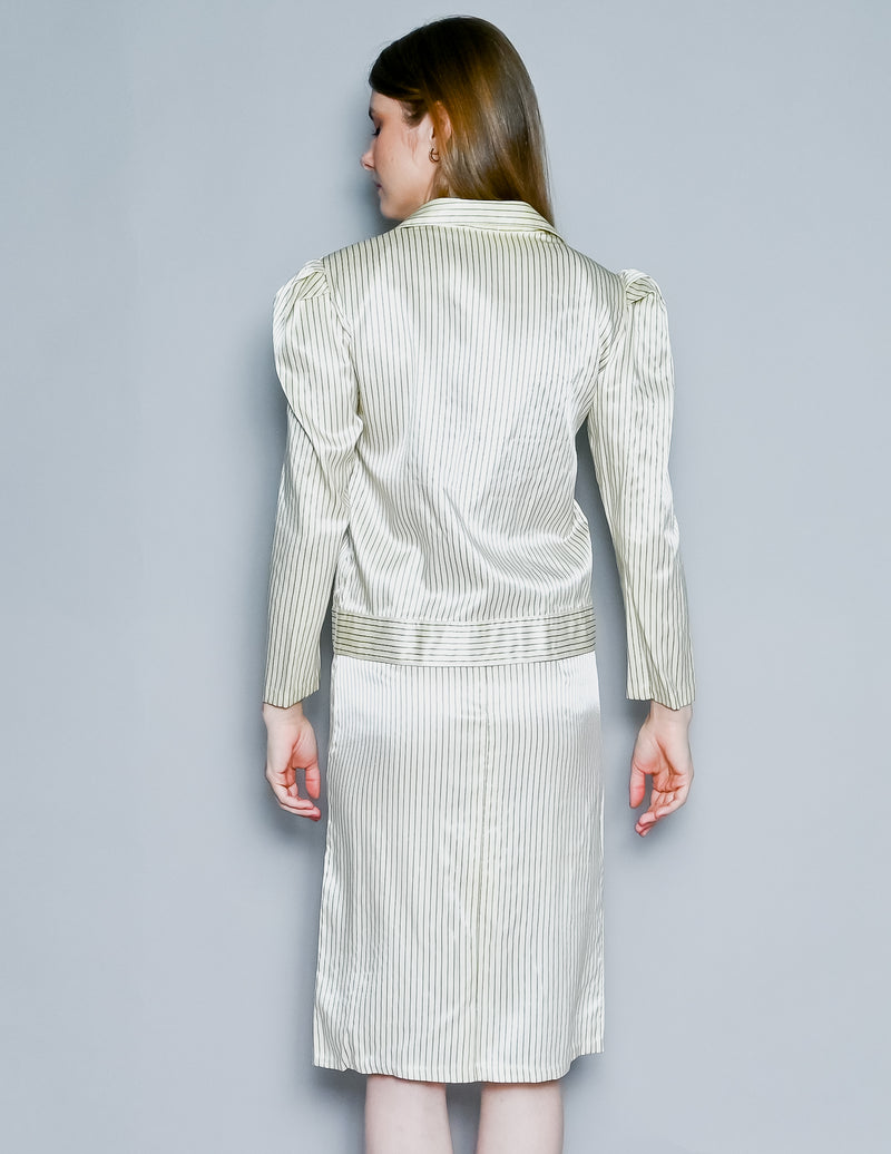 VINTAGE ANNA PAOLA 1970s Striped Silk Suit Set