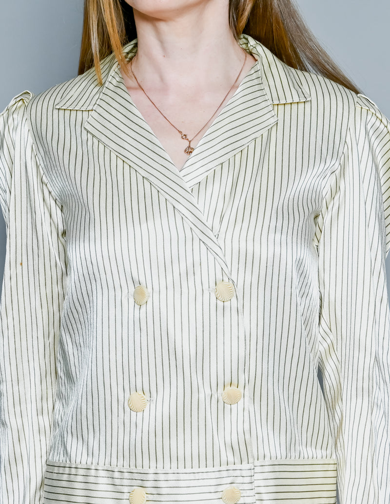 VINTAGE ANNA PAOLA 1970s Striped Silk Suit Set