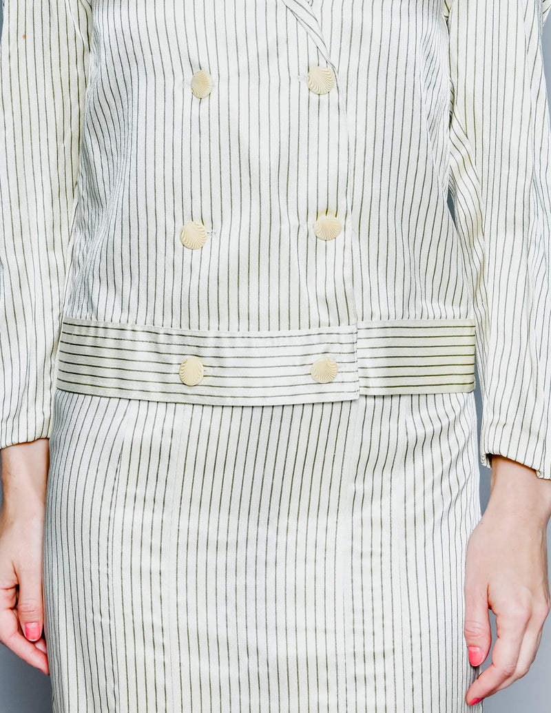 VINTAGE ANNA PAOLA 1970s Striped Silk Suit Set