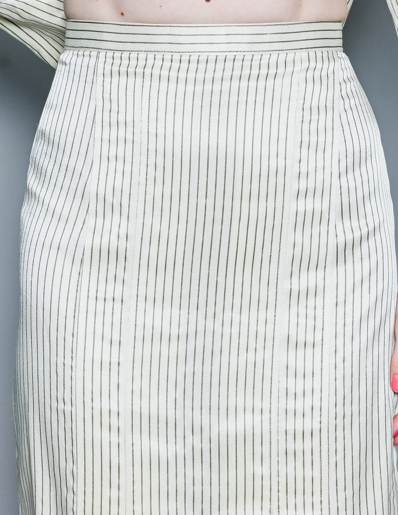 VINTAGE ANNA PAOLA 1970s Striped Silk Suit Set