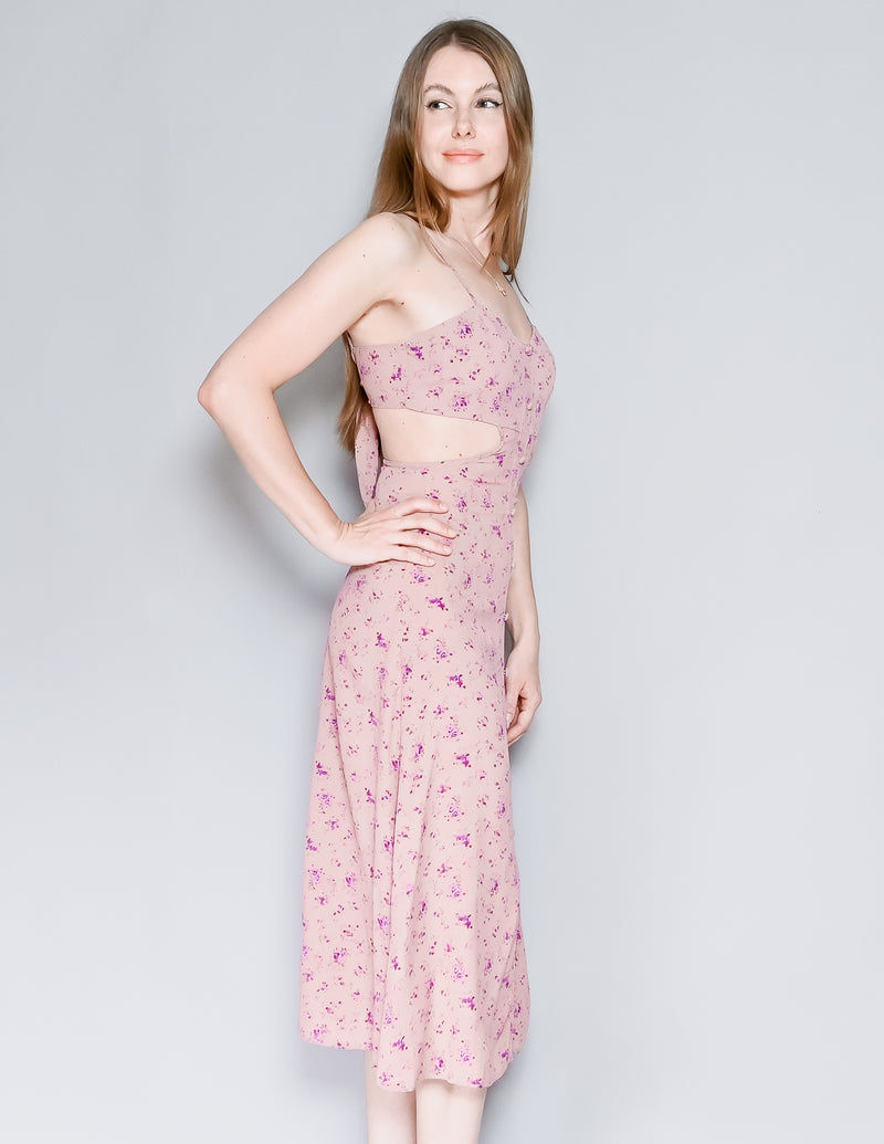 FLYNN SKYE Mallory Pink Floral Midi Dress (XS)