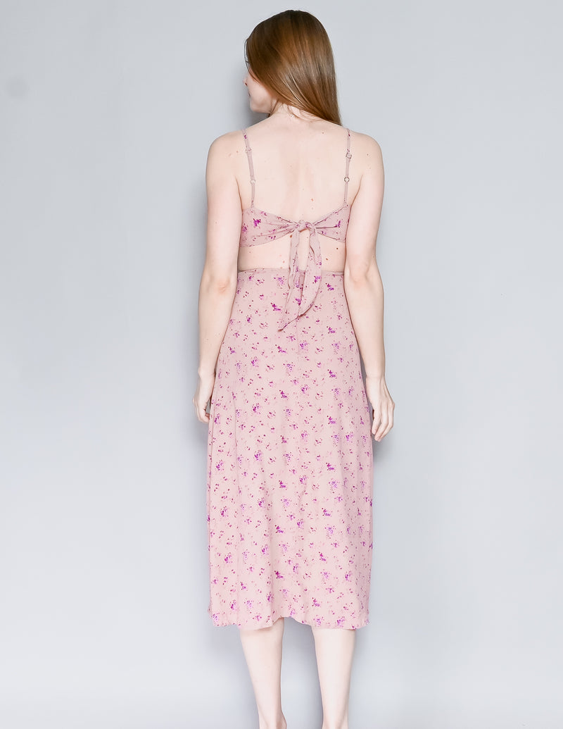 FLYNN SKYE Mallory Pink Floral Midi Dress (XS)