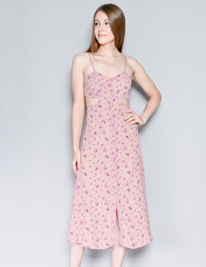 FLYNN SKYE Mallory Pink Floral Midi Dress (XS)