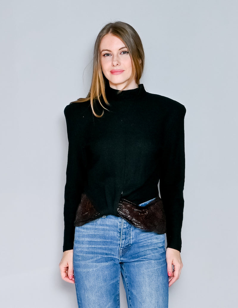 VINTAGE JOANIE CHAR Black Knit Wool Sweater Top (8)