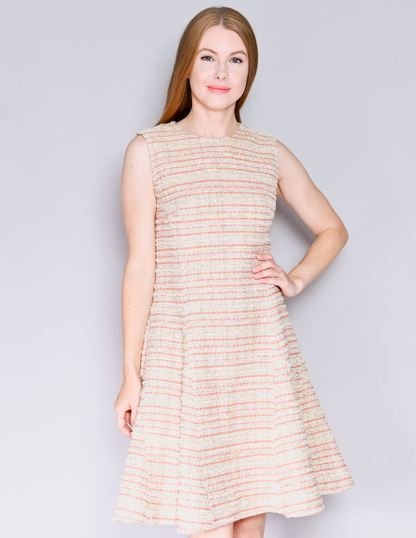 ADEAM Beige Pink Tweed A-Line Dress (4)