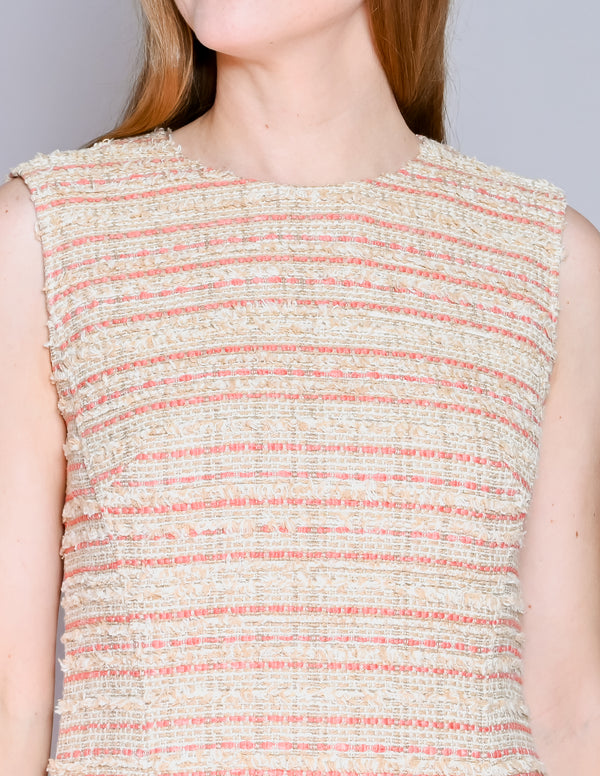 ADEAM Beige Pink Tweed A-Line Dress (4)