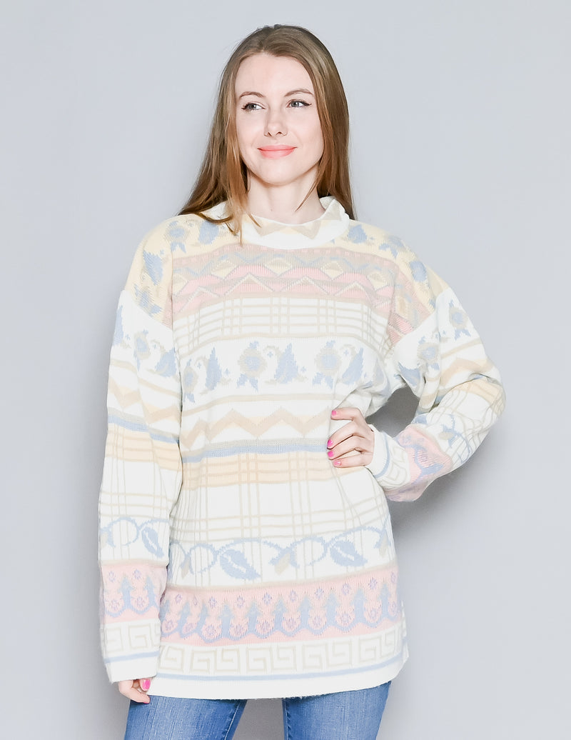 VINTAGE Keren Pastel Apres-Ski Knit Sweater (L)