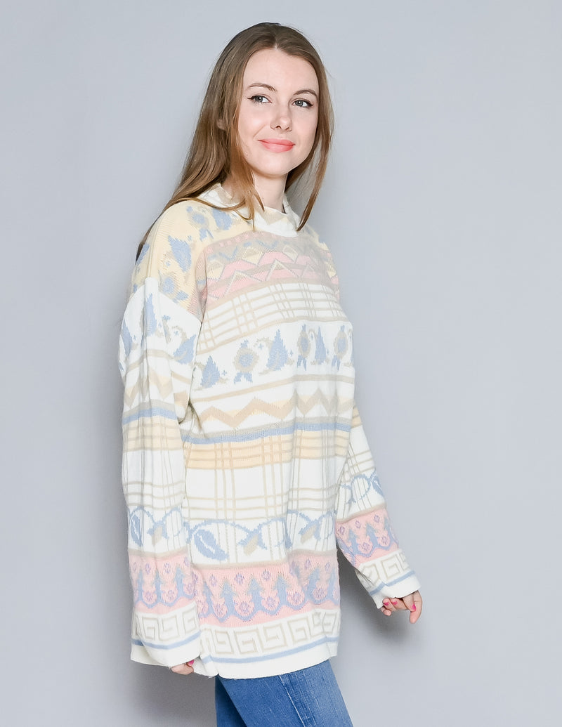 VINTAGE Keren Pastel Apres-Ski Knit Sweater (L)