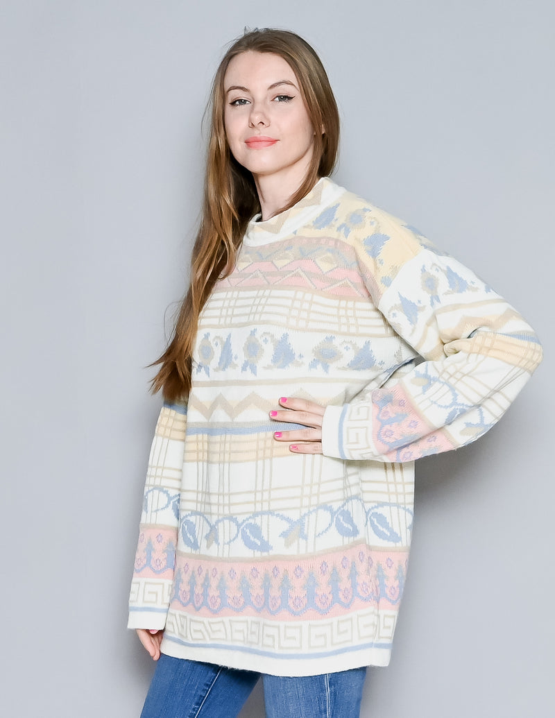 VINTAGE Keren Pastel Apres-Ski Knit Sweater (L)