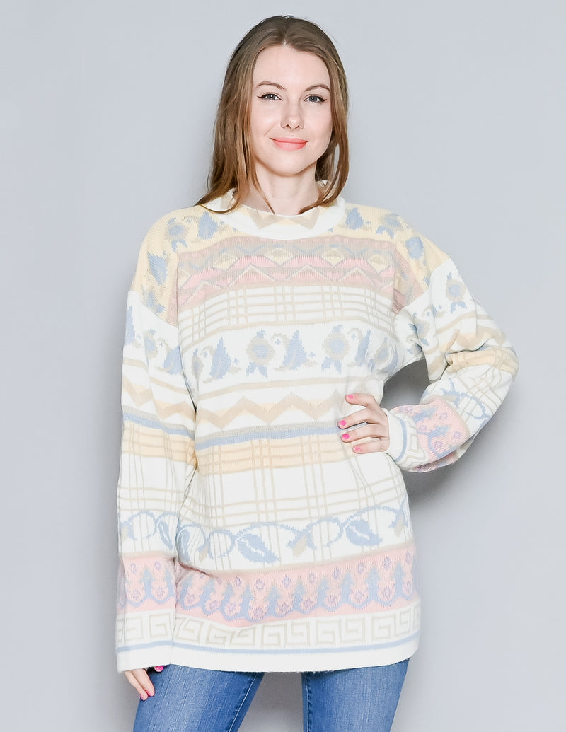 VINTAGE Keren Pastel Apres-Ski Knit Sweater (L)