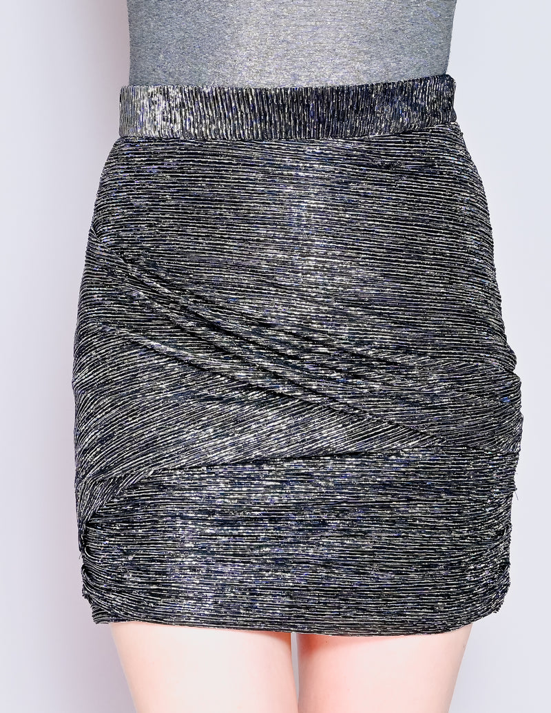 MAJE Ruched Metallic Lurex Mini Skirt NWT (38/6)