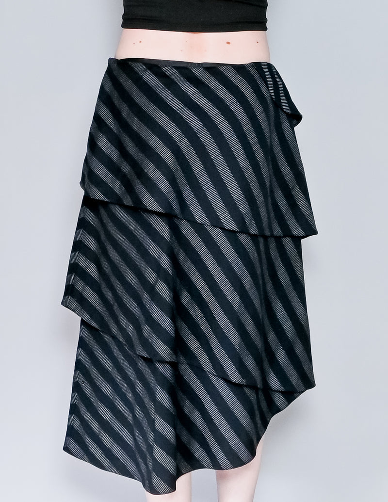 GIORGIO ARMANI Striped Tiered Midi Skirt (10)