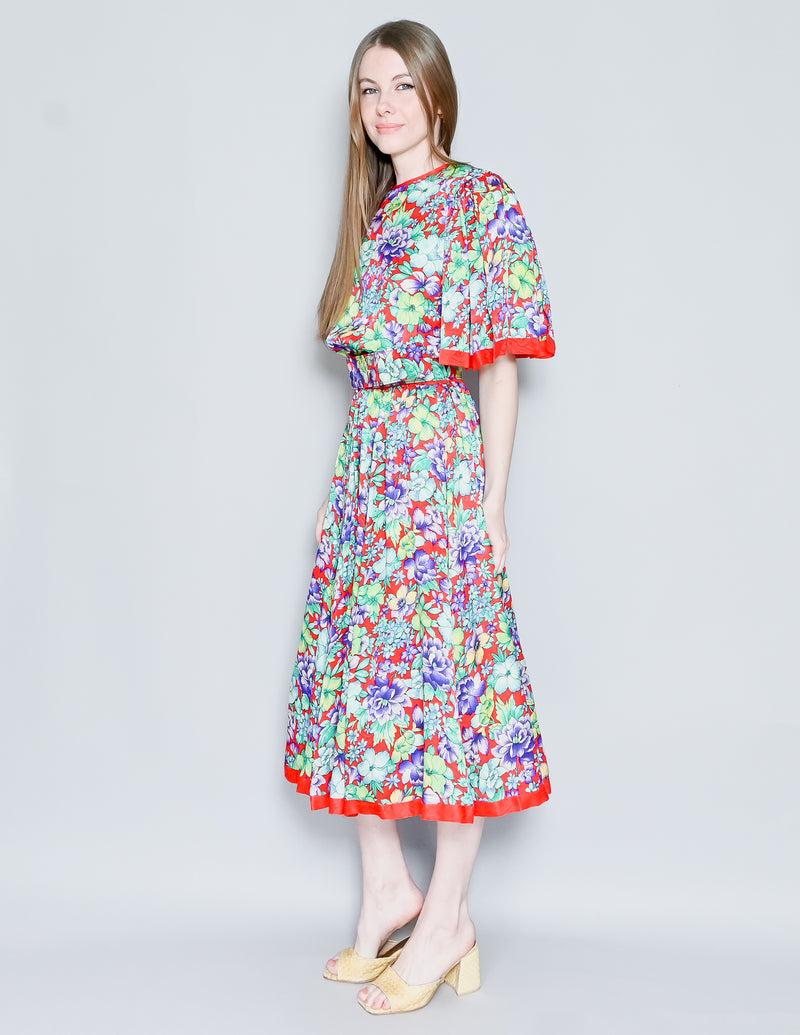 VINTAGE DIANE FREIS Floral Midi Dress (S-L)