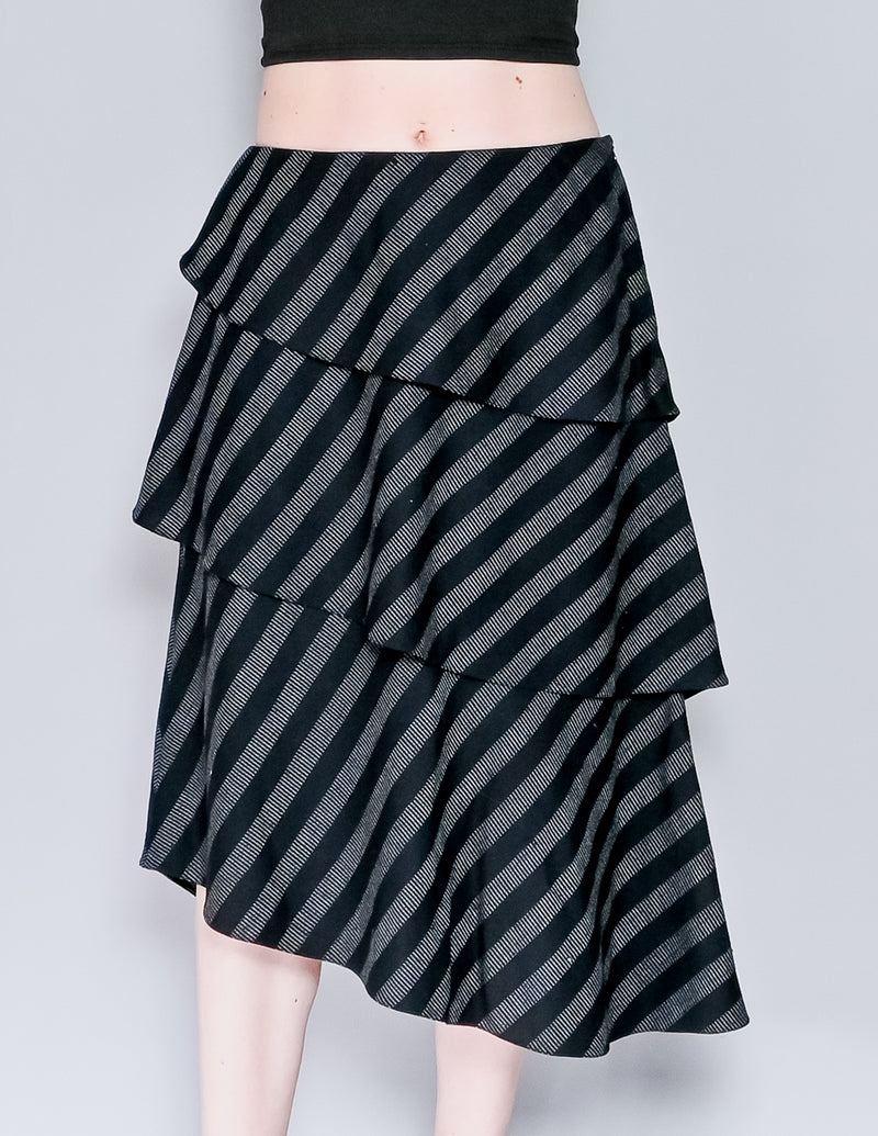 GIORGIO ARMANI Striped Tiered Midi Skirt (10)