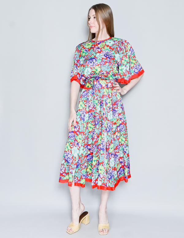 VINTAGE DIANE FREIS Floral Midi Dress (S-L)