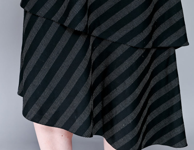 GIORGIO ARMANI Striped Tiered Midi Skirt (10)