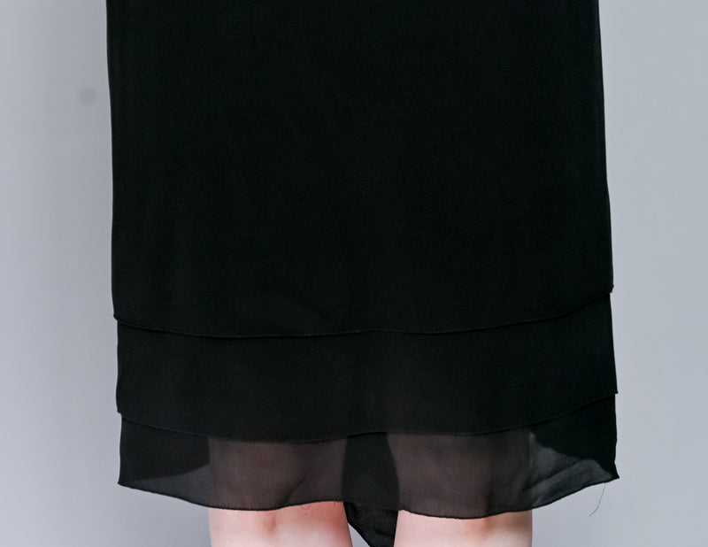 MAXMARA Silk Black Tiered Hem Skirt (8)