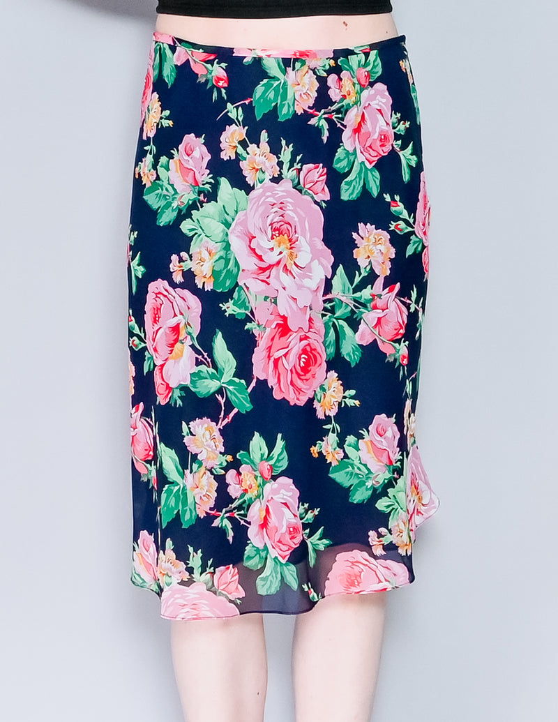 LAUREN Ralph Lauren Silk Floral Roses Print Skirt NWT (12)