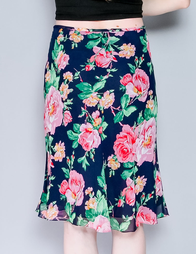 LAUREN Ralph Lauren Silk Floral Roses Print Skirt NWT (12)