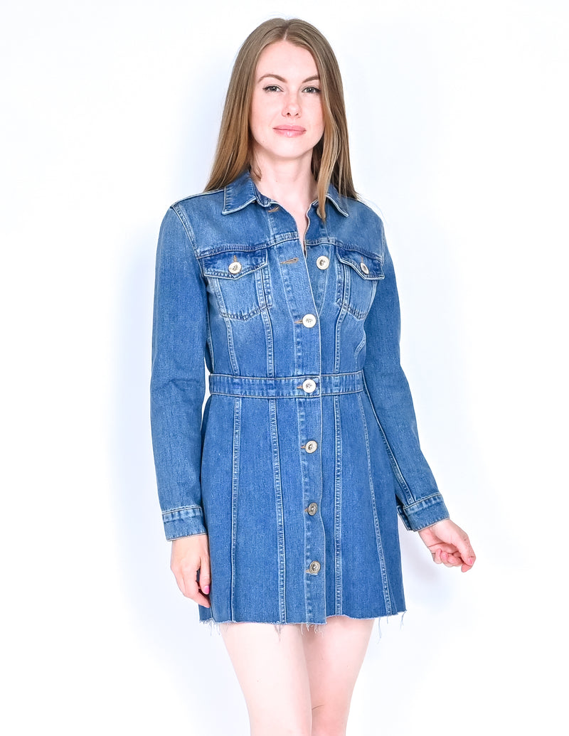 M.i.h Jeans Long-Sleeve Denim Mini Dress (S)