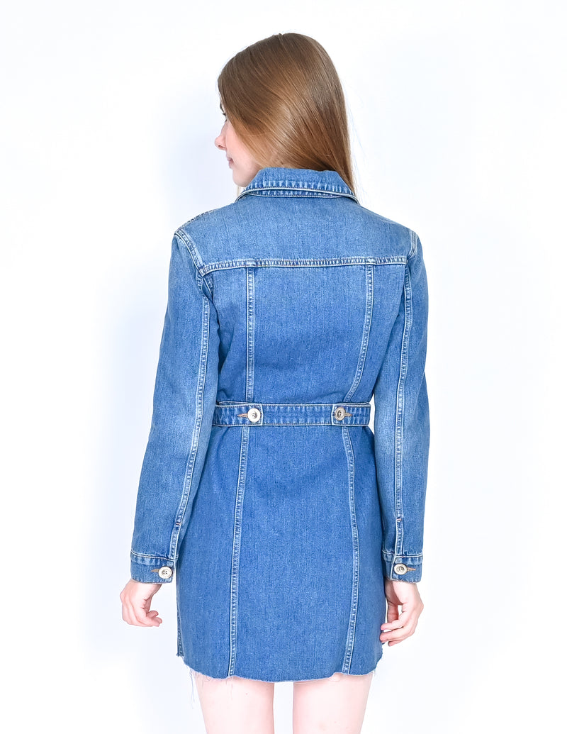 M.i.h Jeans Long-Sleeve Denim Mini Dress (S)