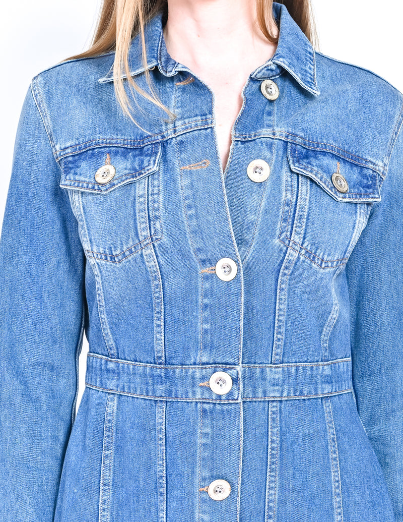 M.i.h Jeans Long-Sleeve Denim Mini Dress (S)