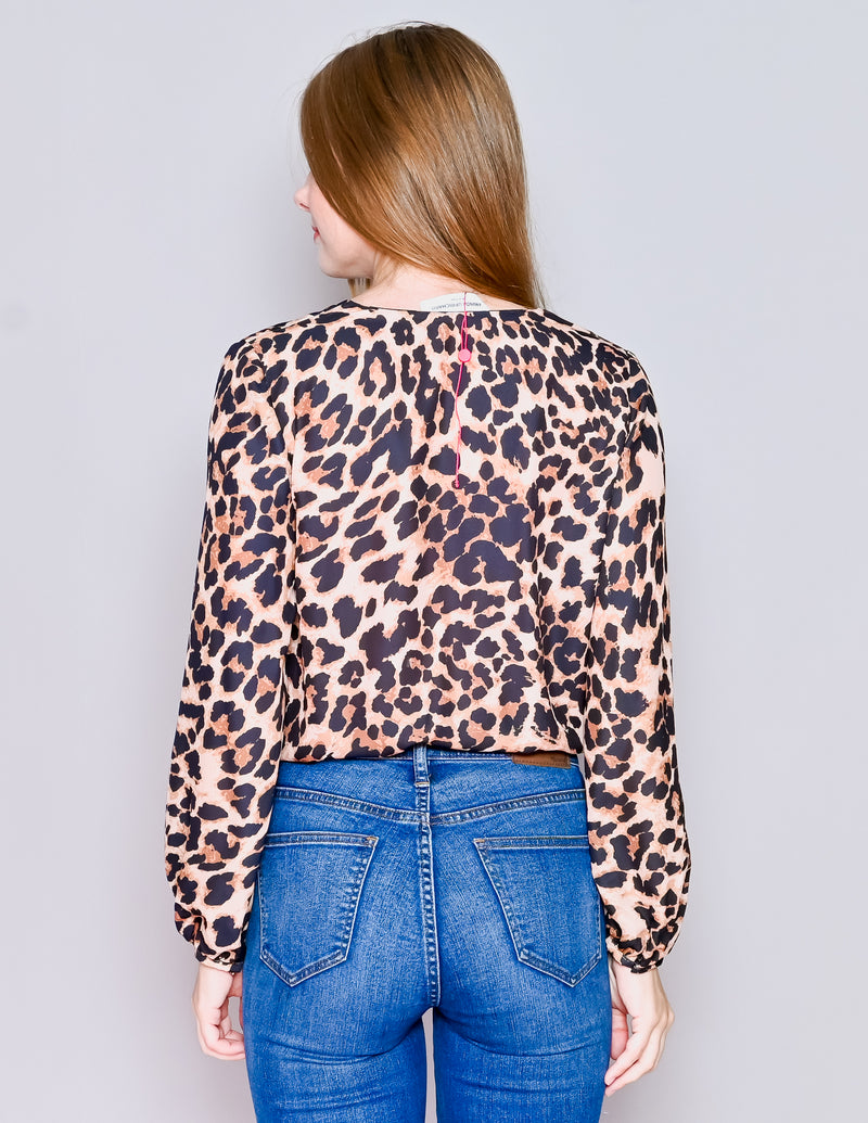AMANDA UPRICHARD Leopard Long-Sleeve Bodysuit (S)