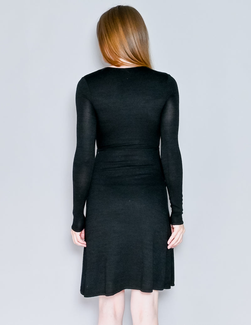 ARITZIA Wilfred Free Knit Twist Front Long Sleeve Black Dress (XXS)