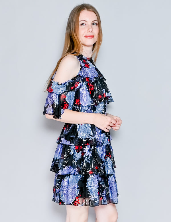 ALICE + OLIVIA Nichola Cold Shoulder Party Floral Mini Dress (8)