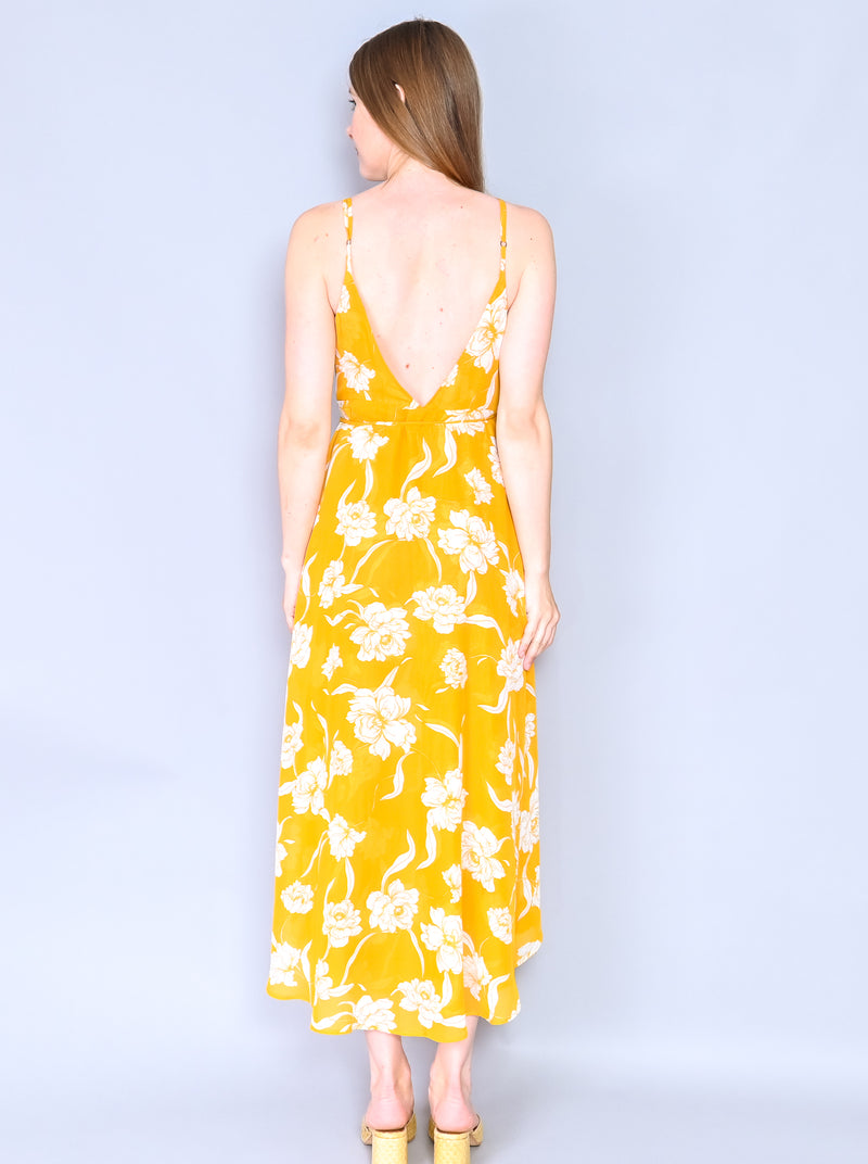 SHOW ME YOUR MUMU Floral Yellow Meghan Wrap Dress (Size M)