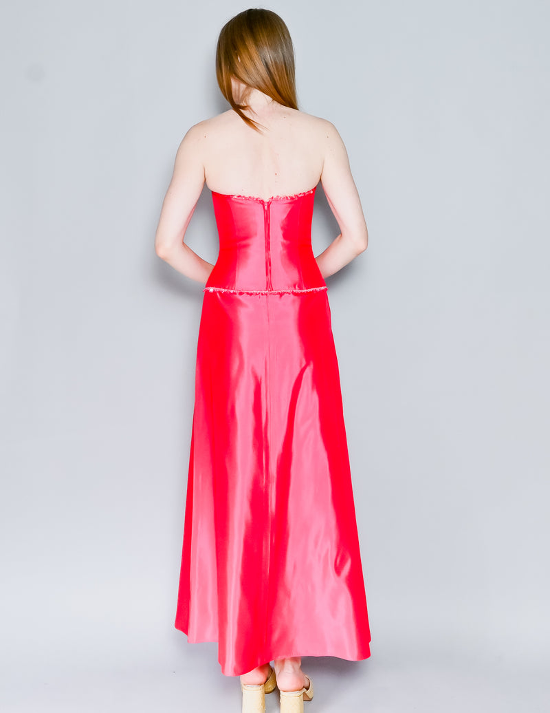 VINTAGE DCProm Y2K Hot Pink Set Pallet Bead Trim Top + Skirt (2)