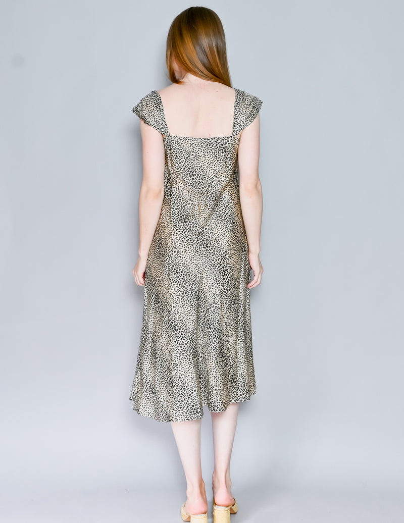 VINTAGE Evan Picone 100% Silk Animal Print Midi Dress (8)