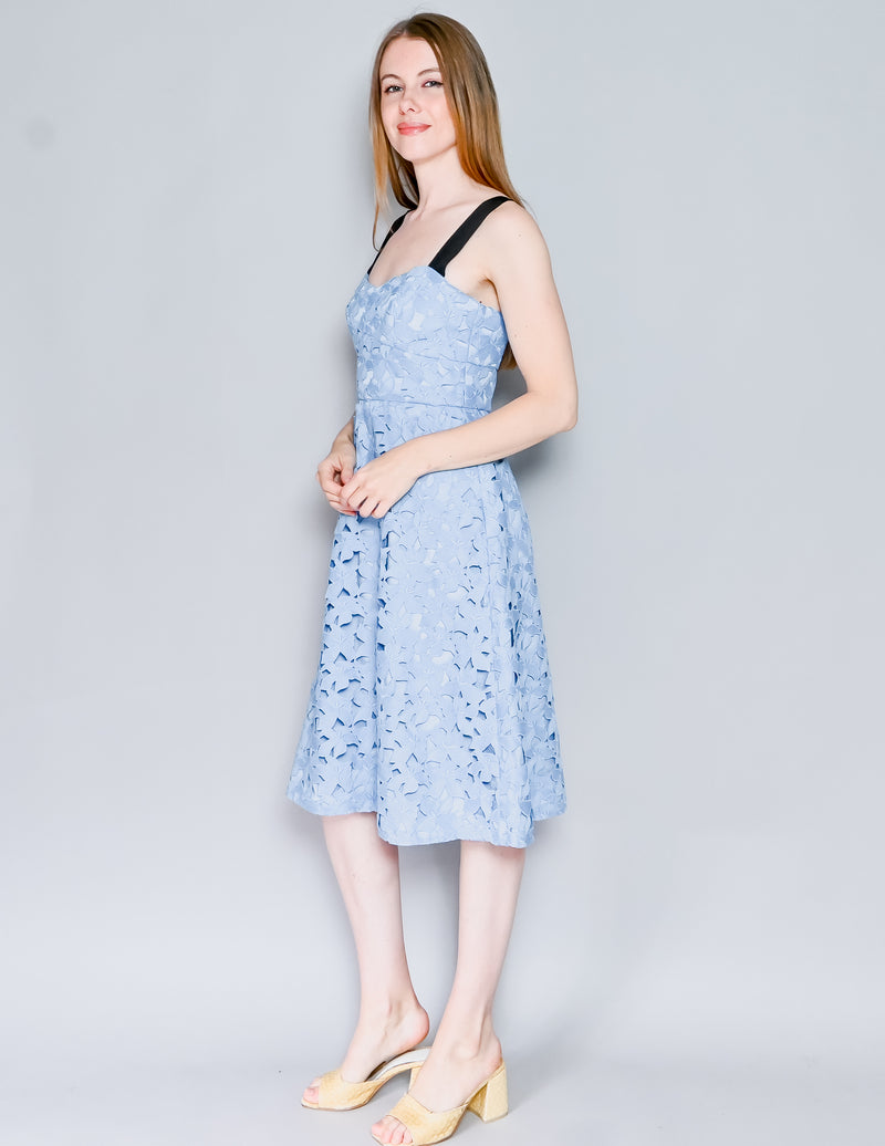 J. CREW Blue Sleeveless sweetheart midi dress in lace NWT (4)