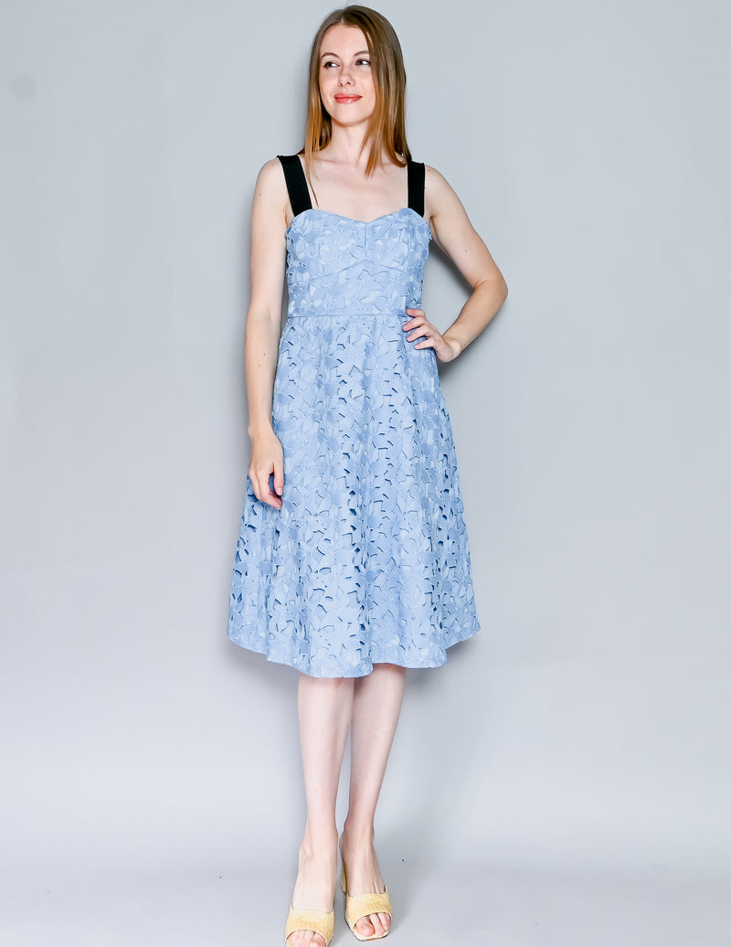 J. CREW Blue Sleeveless sweetheart midi dress in lace NWT (4)
