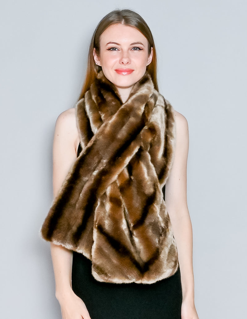 MAREI 1998 Brown Faux Fur Tippet Scarf