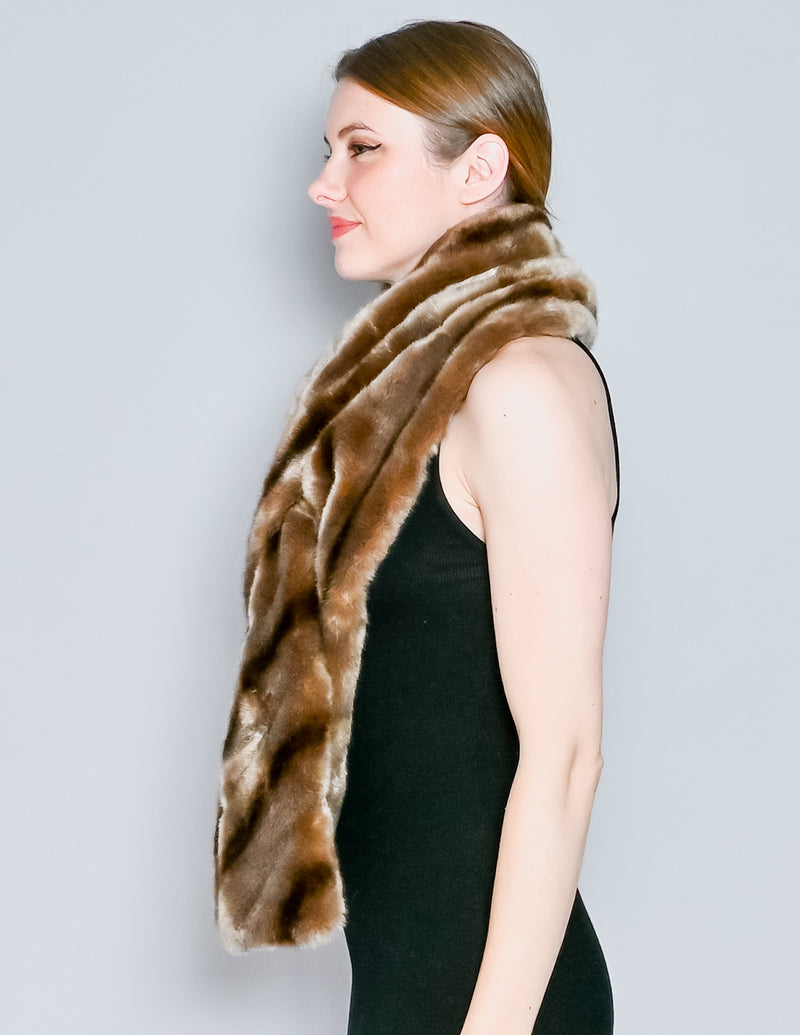 MAREI 1998 Brown Faux Fur Tippet Scarf