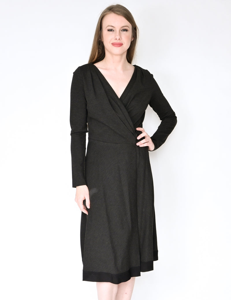 ESCADA SPORT Charcoal Gray Wrap Midi Jersey Dress (Size XS)