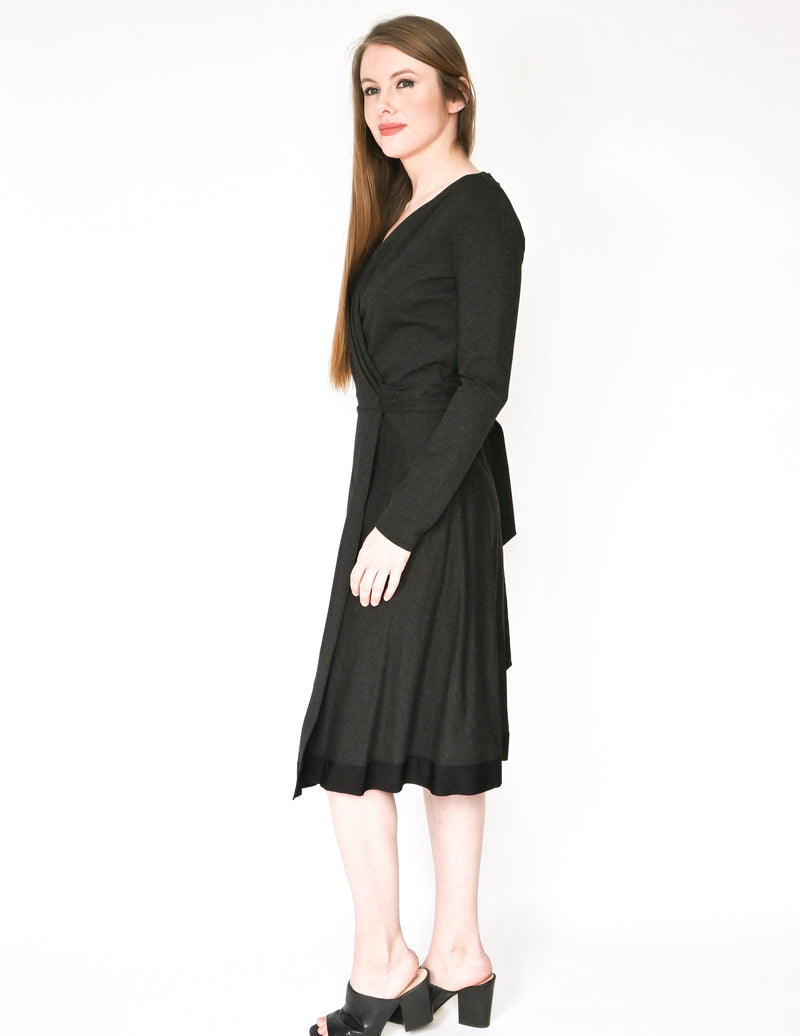 ESCADA SPORT Charcoal Gray Wrap Midi Jersey Dress (Size XS)