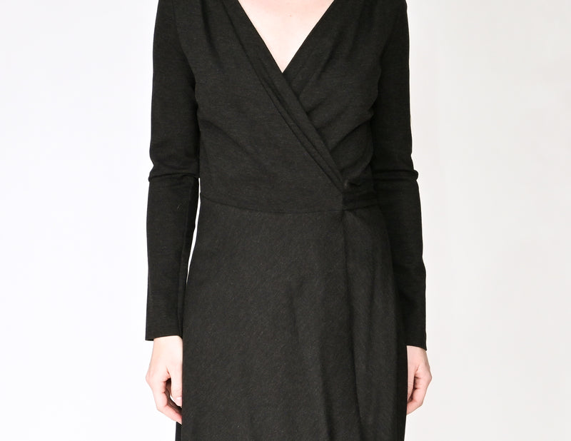 ESCADA SPORT Charcoal Gray Wrap Midi Jersey Dress (Size XS)